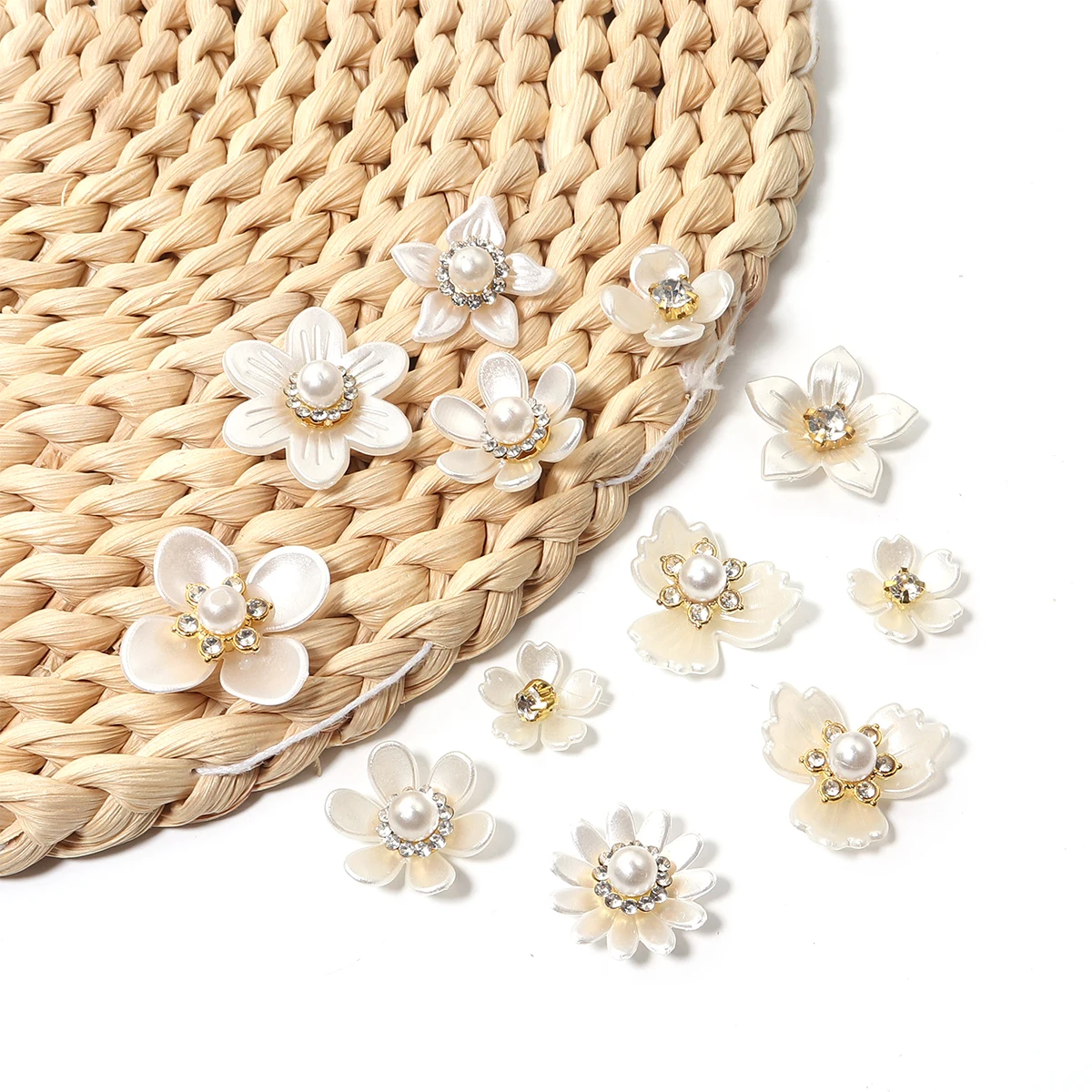 20pcs/lot Imitation Pearl Flower Charms with Rhinestone Resin Flower Leaves Beads For Jewelry Making Bracelet Necklace Earrings-6 20pcs/lot Imitation Pearl Flower Charms with Rhinestone Resin Flower Leaves Beads For Jewelry Making Bracelet Necklace Earrings-6