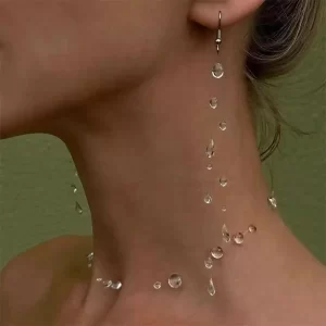 handmade water drop earrings necklace for women fashion transparent crystal bead long tassel earrings wedding party jewelry gift