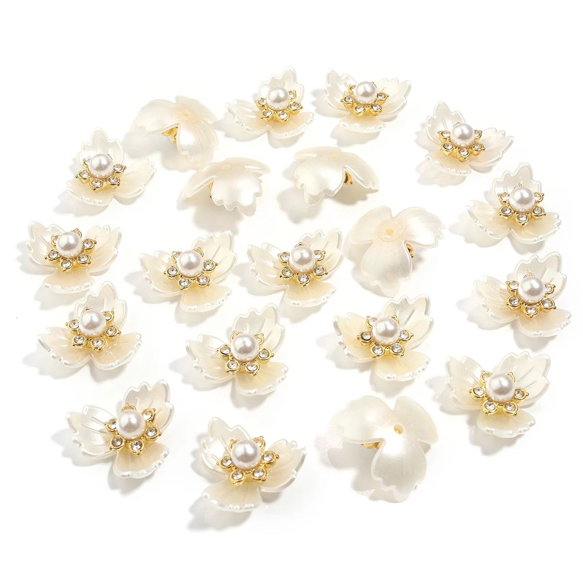 20pcs/lot Imitation Pearl Flower Charms with Rhinestone Resin Flower Leaves Beads For Jewelry Making Bracelet Necklace Earrings-7 20pcs/lot Imitation Pearl Flower Charms with Rhinestone Resin Flower Leaves Beads For Jewelry Making Bracelet Necklace Earrings-7