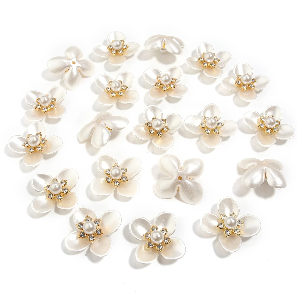 20pcs/lot Imitation Pearl Flower Charms with Rhinestone Resin Flower Leaves Beads For Jewelry Making Bracelet Necklace Earrings-8 20pcs/lot Imitation Pearl Flower Charms with Rhinestone Resin Flower Leaves Beads For Jewelry Making Bracelet Necklace Earrings-8