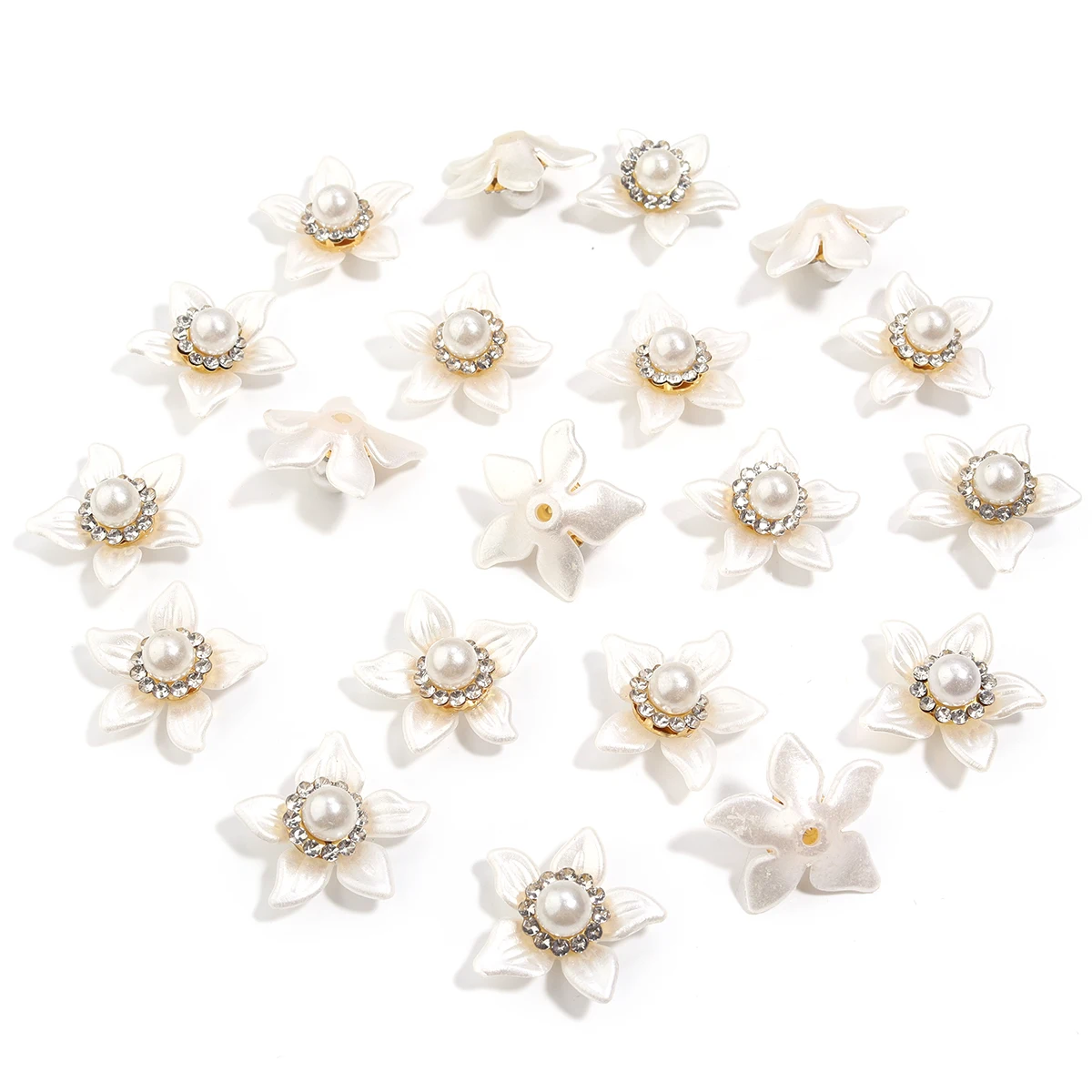 20pcs/lot Imitation Pearl Flower Charms with Rhinestone Resin Flower Leaves Beads For Jewelry Making Bracelet Necklace Earrings-12 20pcs/lot Imitation Pearl Flower Charms with Rhinestone Resin Flower Leaves Beads For Jewelry Making Bracelet Necklace Earrings-12