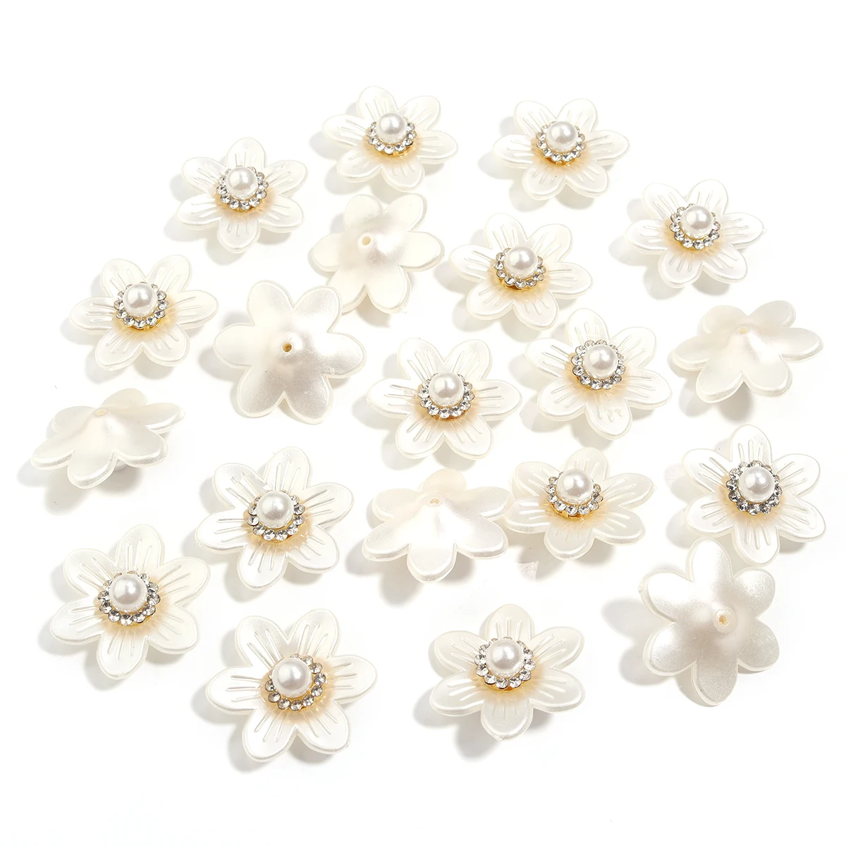 20pcs/lot Imitation Pearl Flower Charms with Rhinestone Resin Flower Leaves Beads For Jewelry Making Bracelet Necklace Earrings-13 20pcs/lot Imitation Pearl Flower Charms with Rhinestone Resin Flower Leaves Beads For Jewelry Making Bracelet Necklace Earrings-13