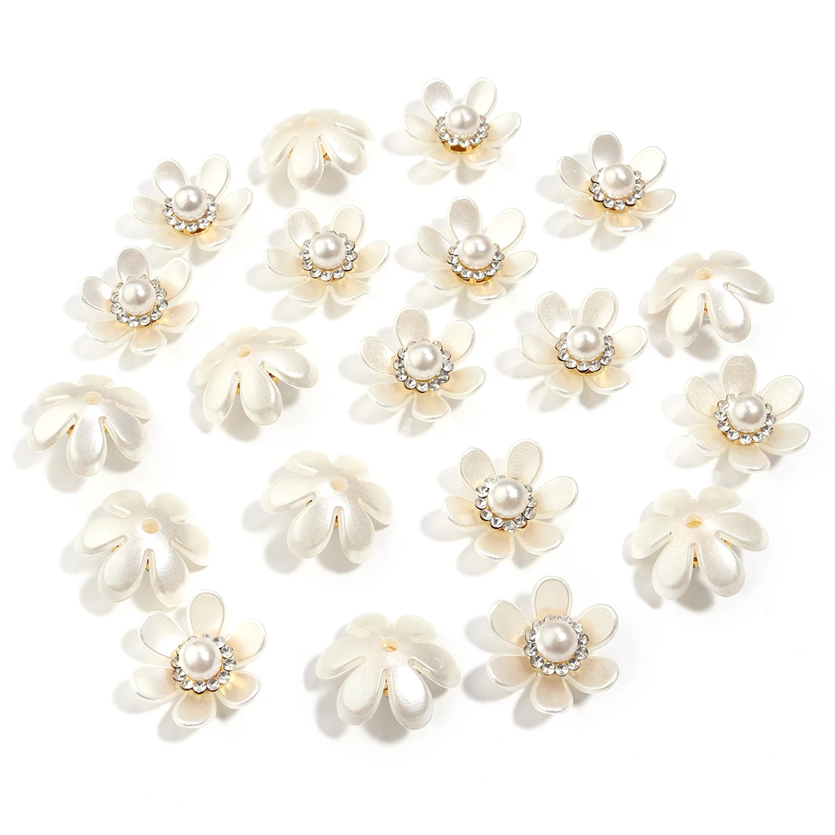 20pcs/lot Imitation Pearl Flower Charms with Rhinestone Resin Flower Leaves Beads For Jewelry Making Bracelet Necklace Earrings-14 20pcs/lot Imitation Pearl Flower Charms with Rhinestone Resin Flower Leaves Beads For Jewelry Making Bracelet Necklace Earrings-14