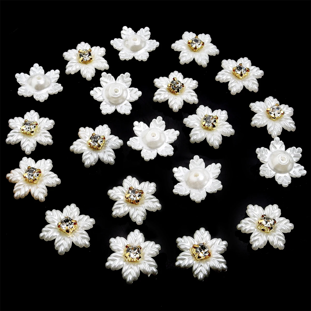 20pcs/lot Imitation Pearl Flower Charms with Rhinestone Resin Flower Leaves Beads For Jewelry Making Bracelet Necklace Earrings-17 20pcs/lot Imitation Pearl Flower Charms with Rhinestone Resin Flower Leaves Beads For Jewelry Making Bracelet Necklace Earrings-17