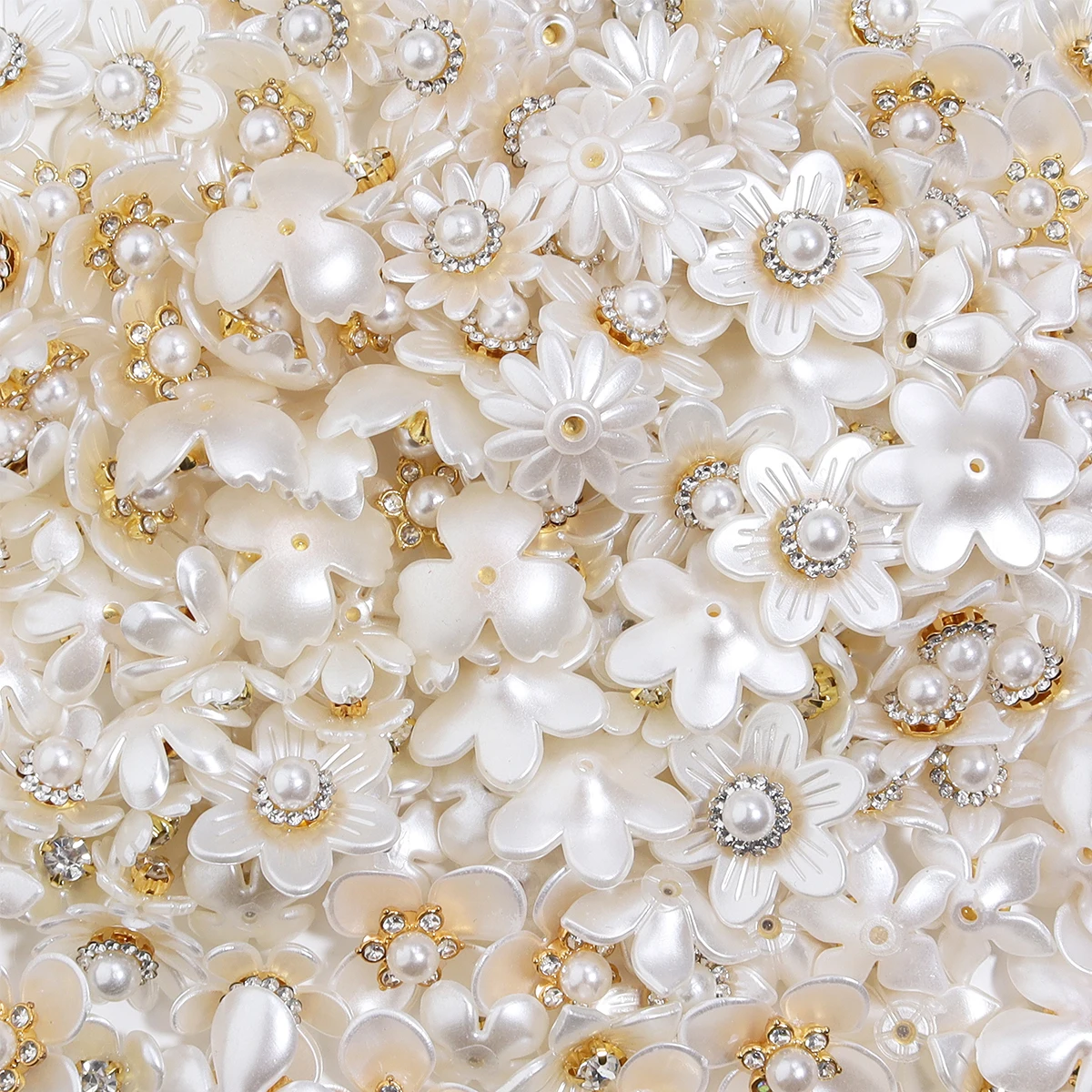 20pcs/lot Imitation Pearl Flower Charms with Rhinestone Resin Flower Leaves Beads For Jewelry Making Bracelet Necklace Earrings-19 20pcs/lot Imitation Pearl Flower Charms with Rhinestone Resin Flower Leaves Beads For Jewelry Making Bracelet Necklace Earrings-19