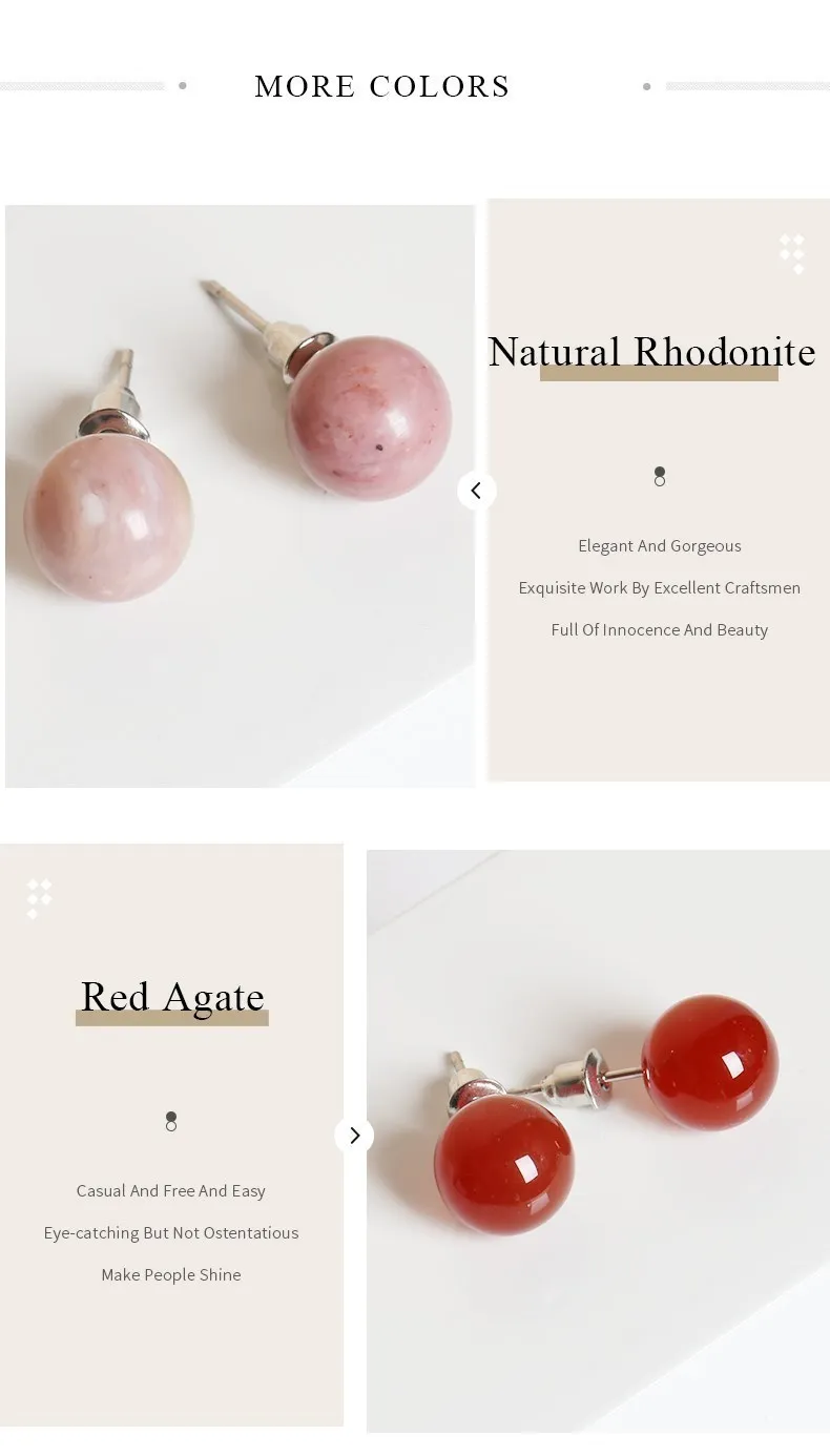 Change Better Natural Stone Amethyst Tiger Eye Agate Round Beads Earring Women Fashion Simple Stainless Steel Crystal Ear Studs-9