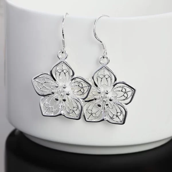 high quality jewelry 925 sterling silver earring fashion retro flowers earrings for women luxury gifts