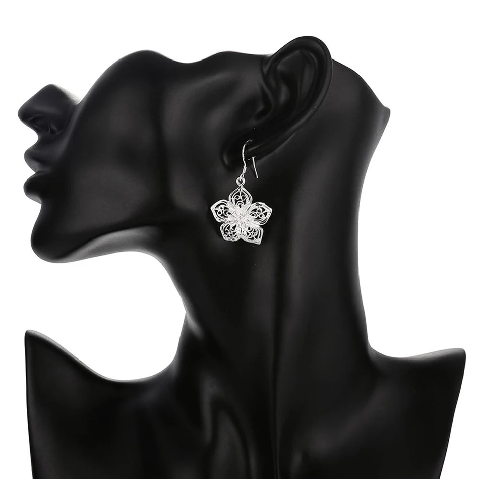 High Quality Jewelry 925 Sterling Silver Earring Fashion Retro Flowers earrings for women luxury Gifts-6