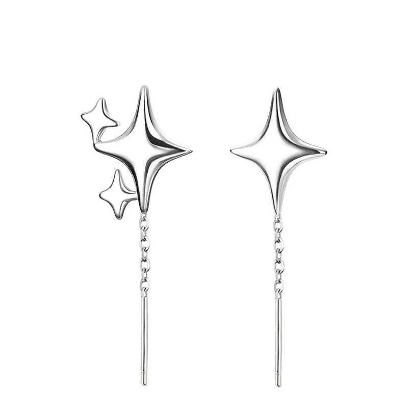 Ventfille 925 Sterling Silver Star Earring for Women Girl Simple Tassels Chain Fashion Office Jewelry Gift Dropshipping-6