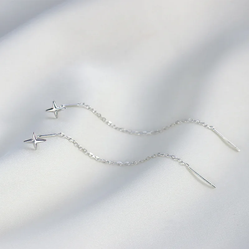 Ventfille 925 Sterling Silver Star Earring for Women Girl Simple Tassels Chain Fashion Office Jewelry Gift Dropshipping-14