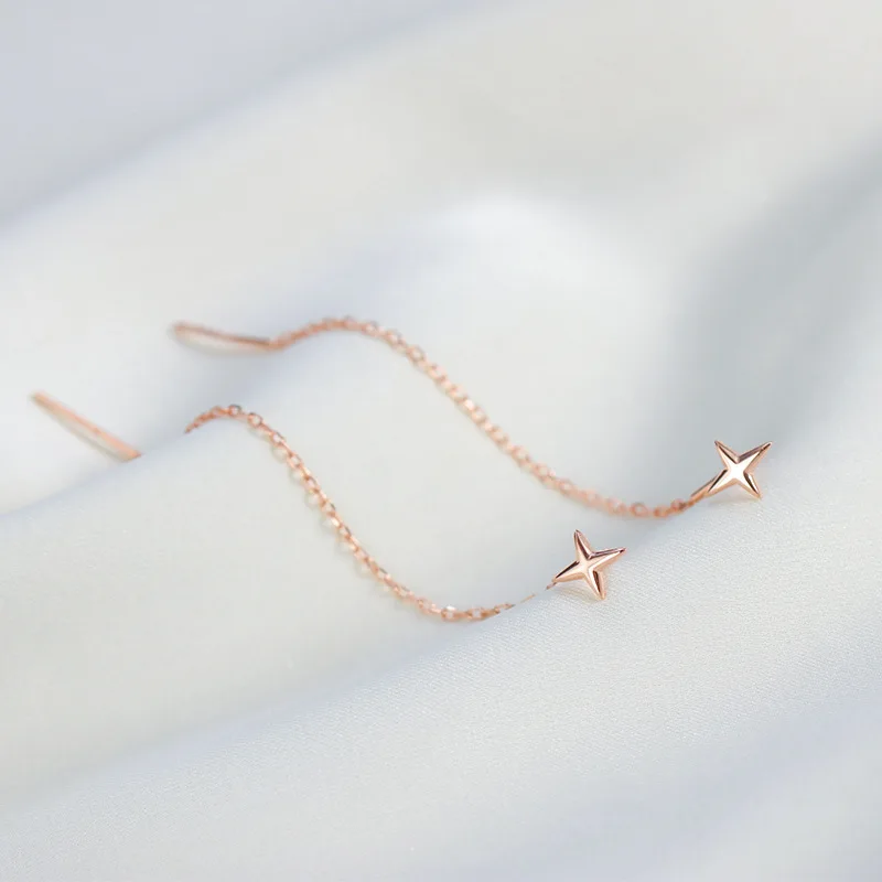 Ventfille 925 Sterling Silver Star Earring for Women Girl Simple Tassels Chain Fashion Office Jewelry Gift Dropshipping-15