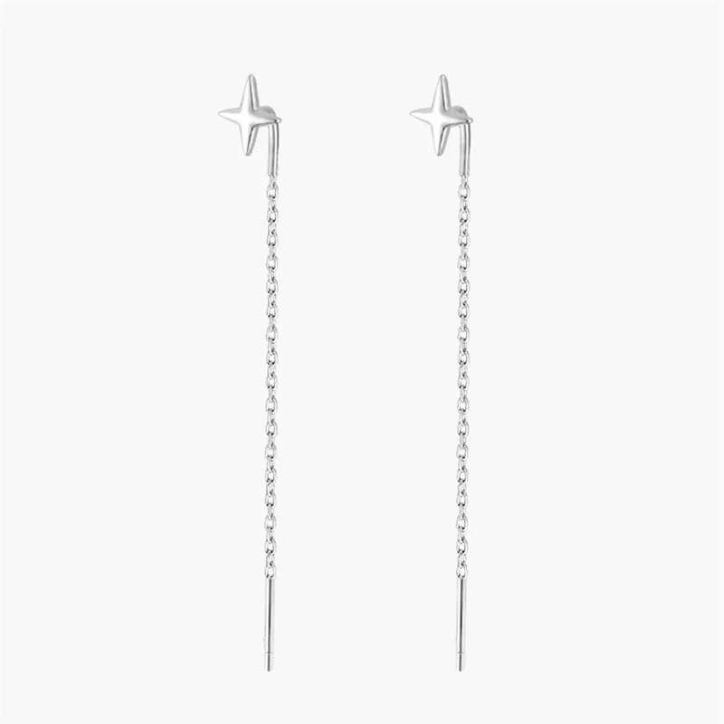 Ventfille 925 Sterling Silver Star Earring for Women Girl Simple Tassels Chain Fashion Office Jewelry Gift Dropshipping-16