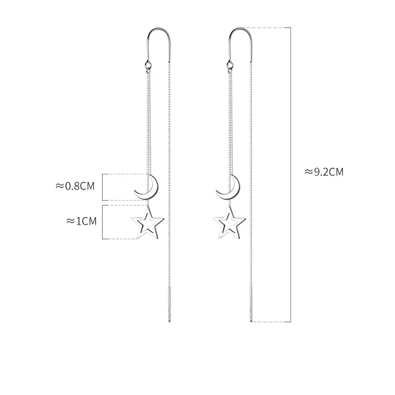 Ventfille 925 Sterling Silver Star Earring for Women Girl Simple Tassels Chain Fashion Office Jewelry Gift Dropshipping-23