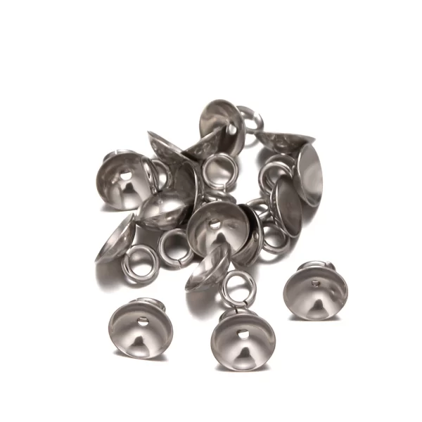 50pcs 4/5/6/8/10mm stainless steel pendant bail bead cap cup pearl pin peg for diy necklace earring charm pendant jewelry making