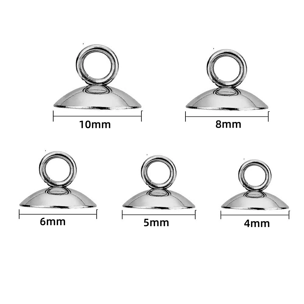 50pcs 4/5/6/8/10mm Stainless Steel Pendant Bail Bead Cap Cup Pearl Pin Peg for DIY Necklace Earring Charm Pendant Jewelry Making-3