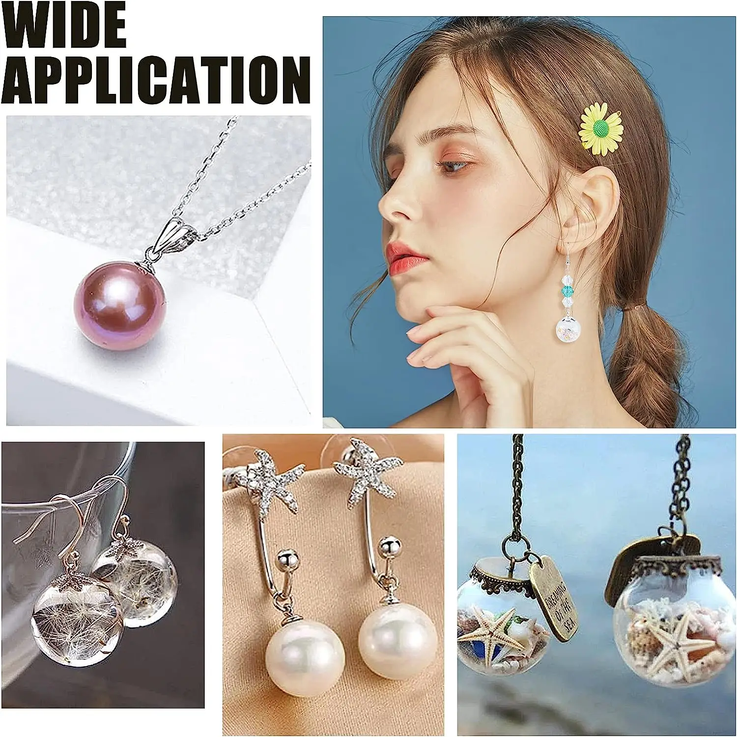 50pcs 4/5/6/8/10mm Stainless Steel Pendant Bail Bead Cap Cup Pearl Pin Peg for DIY Necklace Earring Charm Pendant Jewelry Making-4