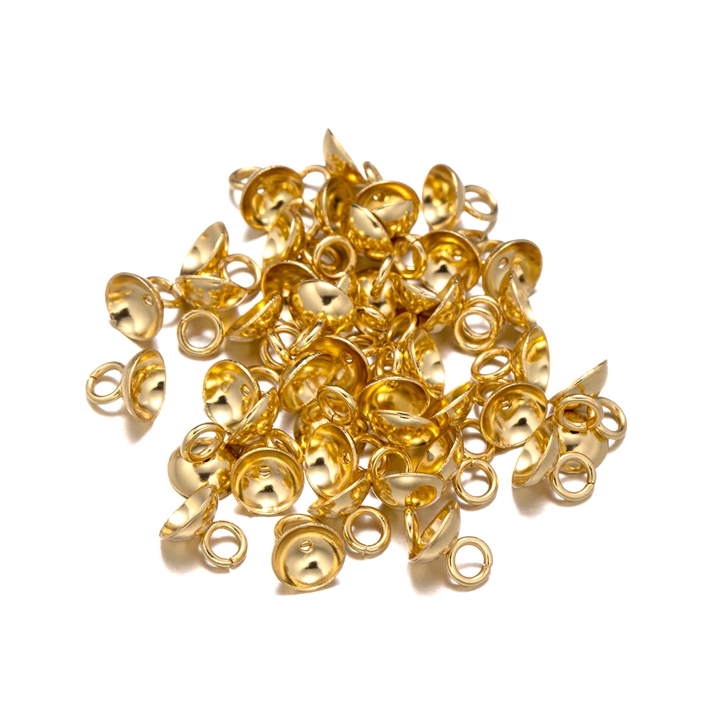 50pcs 4/5/6/8/10mm Stainless Steel Pendant Bail Bead Cap Cup Pearl Pin Peg for DIY Necklace Earring Charm Pendant Jewelry Making-5