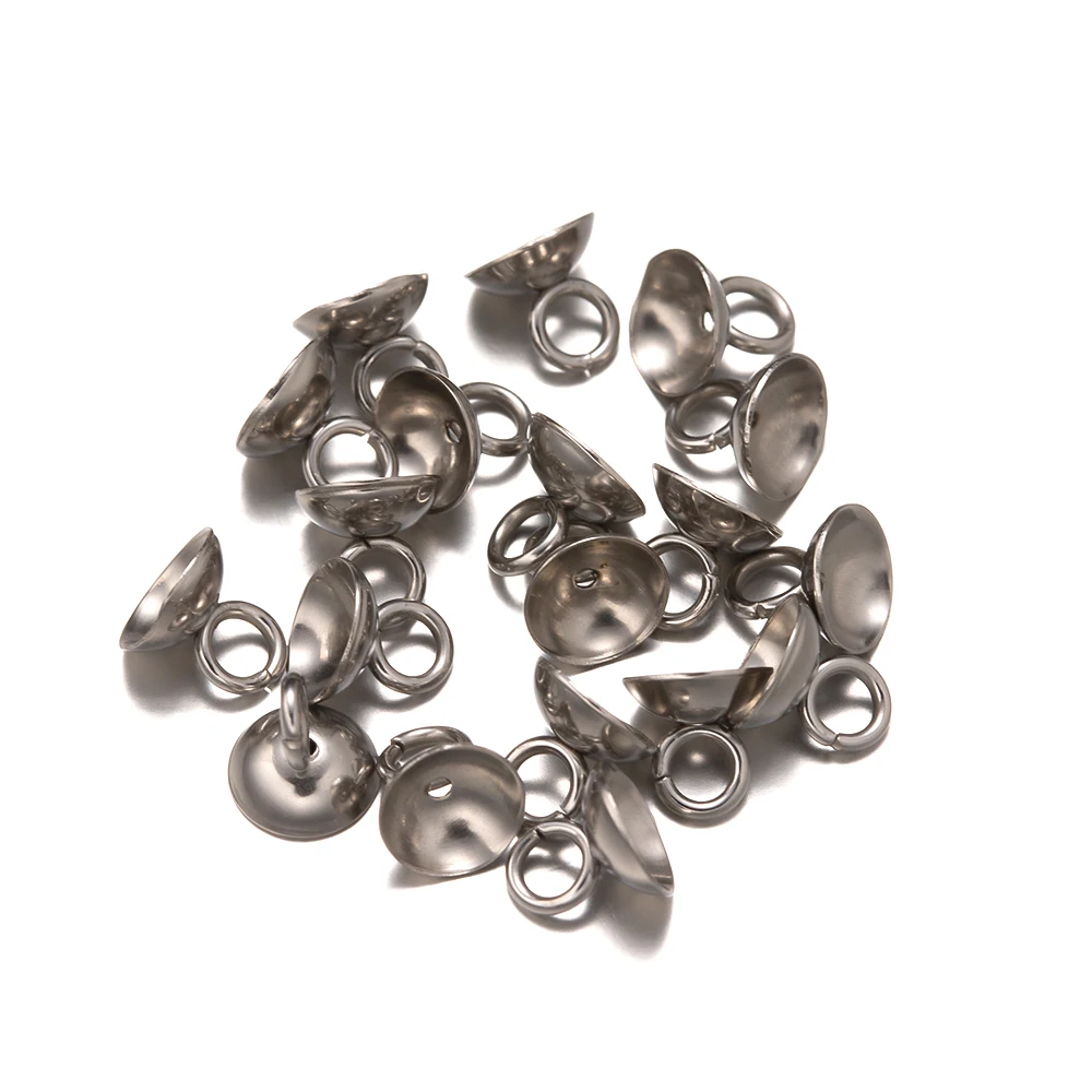 50pcs 4/5/6/8/10mm Stainless Steel Pendant Bail Bead Cap Cup Pearl Pin Peg for DIY Necklace Earring Charm Pendant Jewelry Making-6