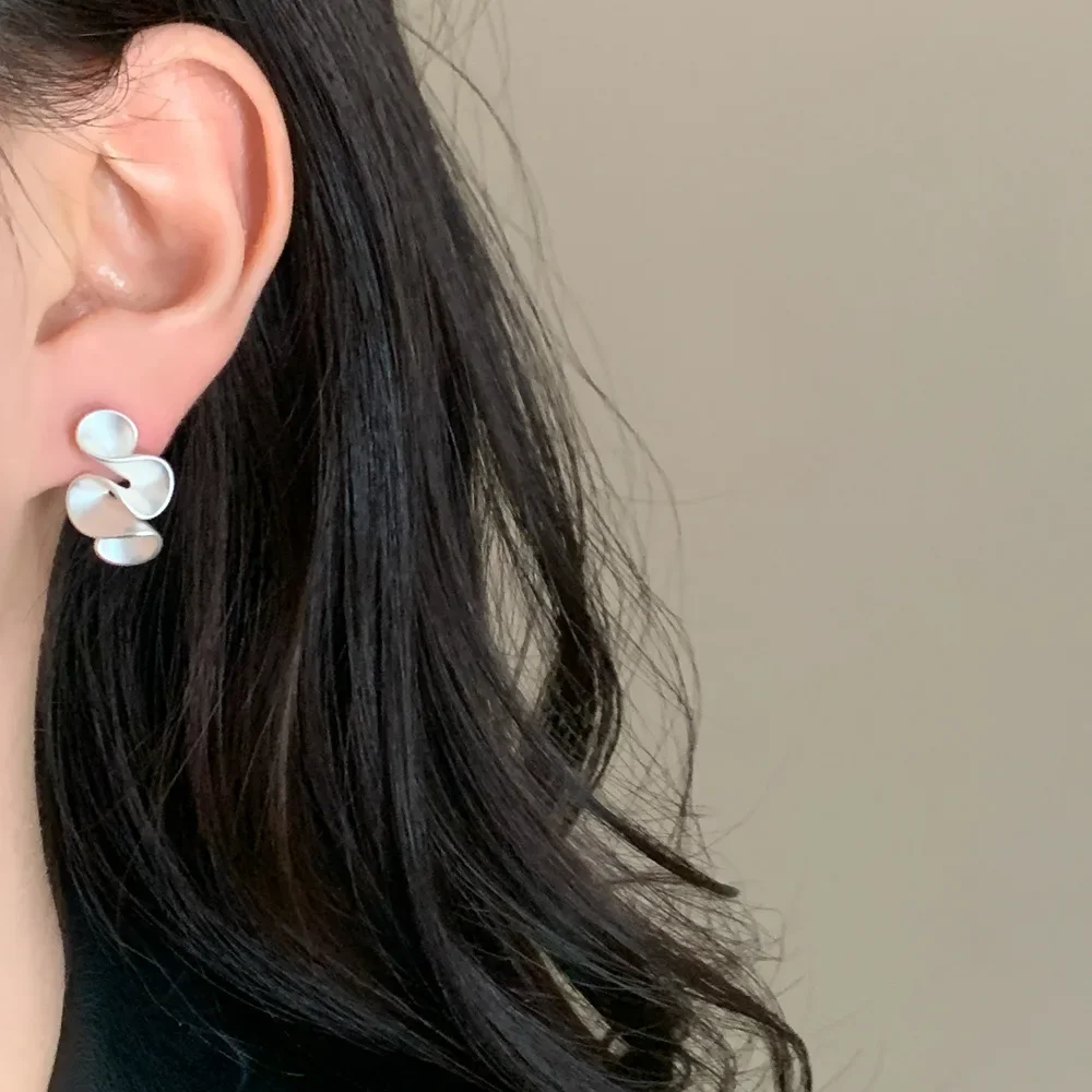 Real 925 Sterling Silver 18K Gold Twisted Flower Stud Earring for Women Minimalist Personality Fine Jewelry Trendy Accessory-7