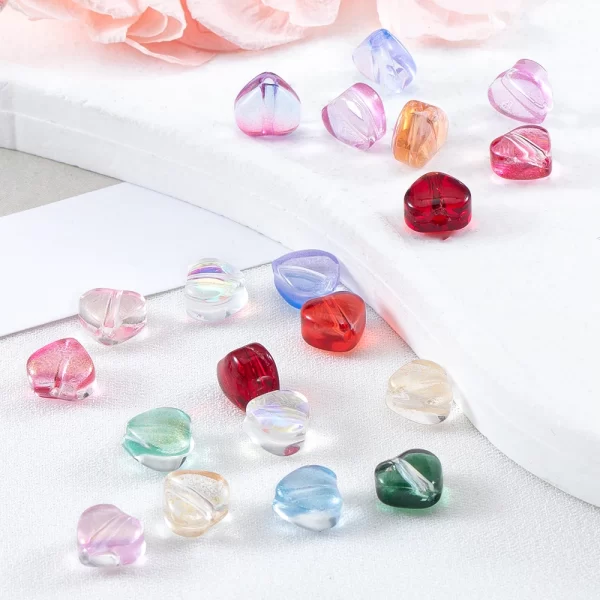 20pcs ab color heart beads 6mm red czech glass loose spacer beads for diy earrings necklace jewelry making hairpin accessories