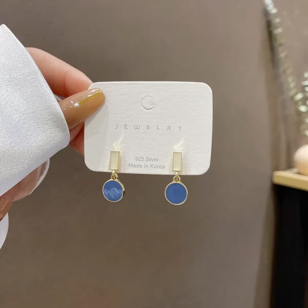 korean round square enamel pendant earring new temperament simple contrast color earrings lovely jewelry wholesale gift