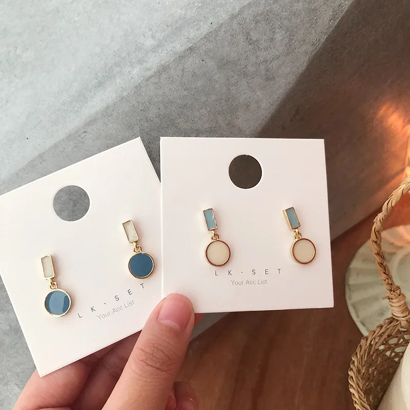 Korean Round Square Enamel Pendant Earring New Temperament Simple Contrast Color Earrings Lovely Jewelry Wholesale Gift-1 Korean Round Square Enamel Pendant Earring New Temperament Simple Contrast Color Earrings Lovely Jewelry Wholesale Gift-1
