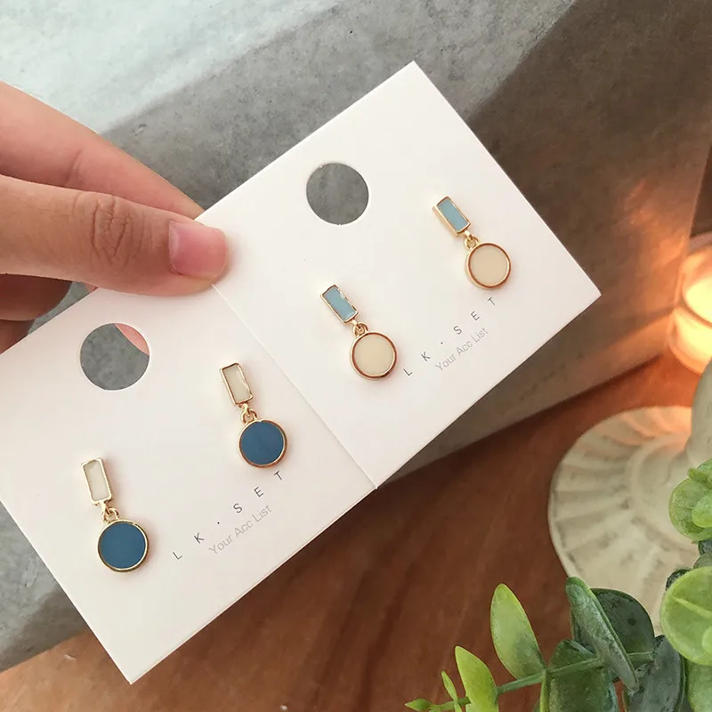 Korean Round Square Enamel Pendant Earring New Temperament Simple Contrast Color Earrings Lovely Jewelry Wholesale Gift-2 Korean Round Square Enamel Pendant Earring New Temperament Simple Contrast Color Earrings Lovely Jewelry Wholesale Gift-2