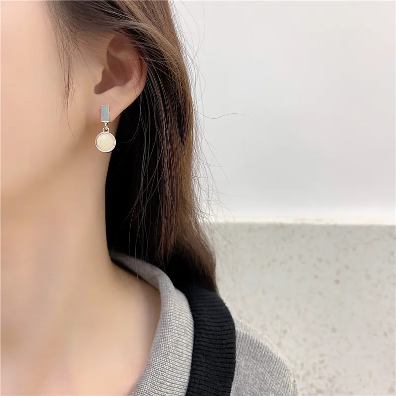Korean Round Square Enamel Pendant Earring New Temperament Simple Contrast Color Earrings Lovely Jewelry Wholesale Gift-3 Korean Round Square Enamel Pendant Earring New Temperament Simple Contrast Color Earrings Lovely Jewelry Wholesale Gift-3
