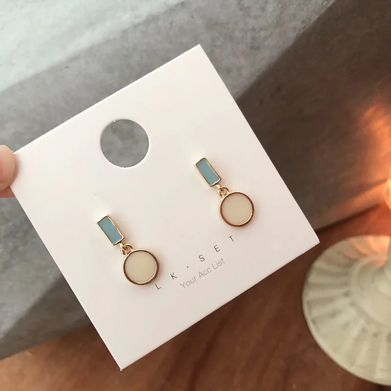 Korean Round Square Enamel Pendant Earring New Temperament Simple Contrast Color Earrings Lovely Jewelry Wholesale Gift-4 Korean Round Square Enamel Pendant Earring New Temperament Simple Contrast Color Earrings Lovely Jewelry Wholesale Gift-4