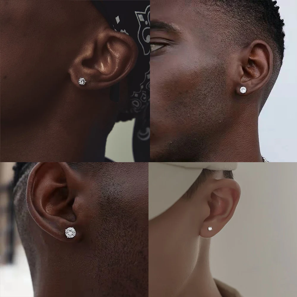 LUXUSTEEL 1Pairs/2Pcs Stainless Steel Crystal Studs Earrings For Women Men 4 Prong Tragus Round Clear Cubic Zirconia Ear Jewelry-1 LUXUSTEEL 1Pairs/2Pcs Stainless Steel Crystal Studs Earrings For Women Men 4 Prong Tragus Round Clear Cubic Zirconia Ear Jewelry-1