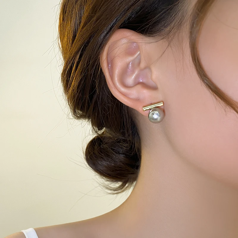 New French Minimalist Grey Imitation Pearl Pendant Earrings 2025 Fashion Jewelry Daily Wear Accessories for Girls Women‘s Party-2