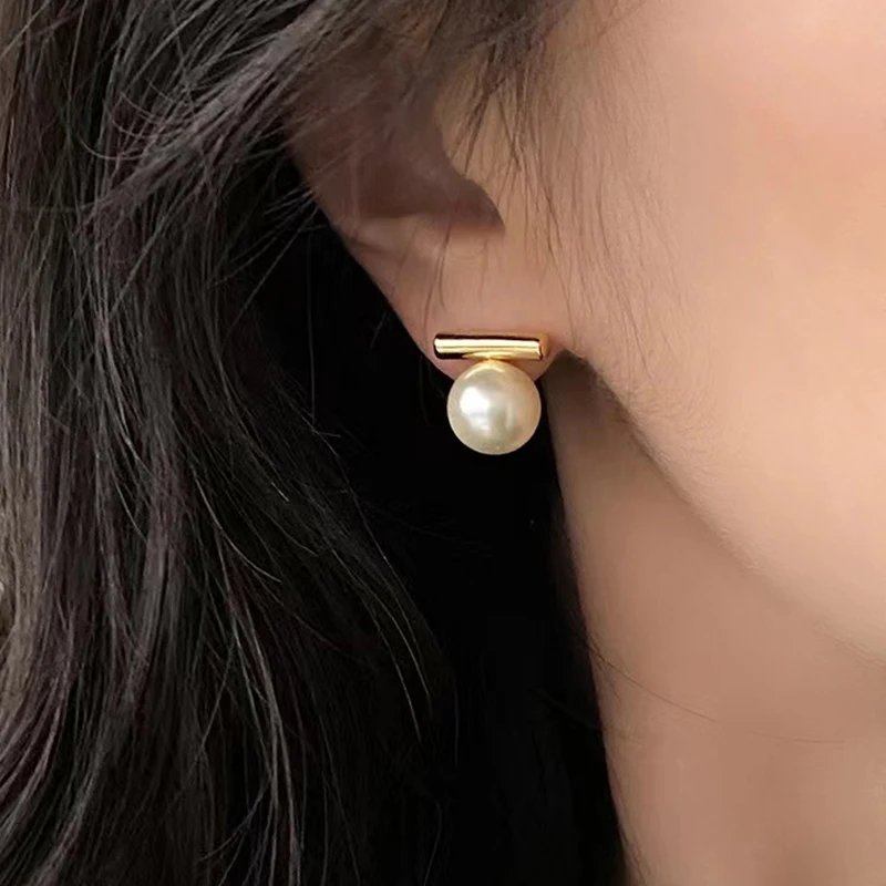 New French Minimalist Grey Imitation Pearl Pendant Earrings 2025 Fashion Jewelry Daily Wear Accessories for Girls Women‘s Party-14