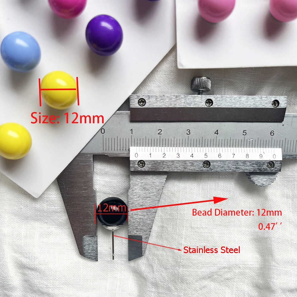 New Cute 6Pair/set Colorful Candy Color Bead Stud Earring Set For Women Girls Jewelry Stainless Steel Summer Spring Earrings-1 New Cute 6Pair/set Colorful Candy Color Bead Stud Earring Set For Women Girls Jewelry Stainless Steel Summer Spring Earrings-1