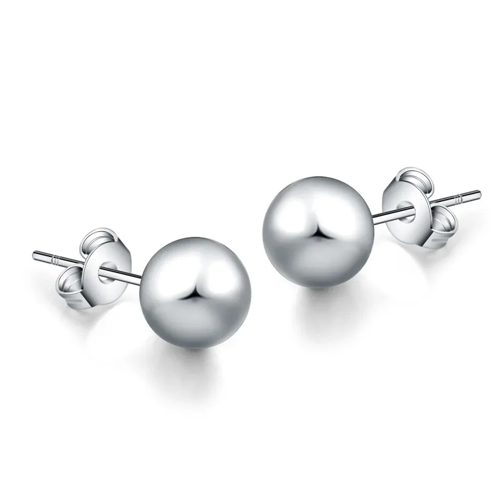 925 Sterling Silver classic 8mm 10MM beads studs Earrings for Women Fashion Christmas gifts Street all-match party Jewelry-9