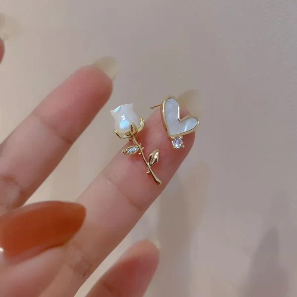 korean fashion cute flower heart stud earrings for women vintage rose daisy pattern enamel earrings bridal wedding jewelry