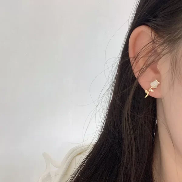 korean fashion cute flower heart stud earrings for women vintage rose daisy pattern enamel earrings bridal wedding jewelry