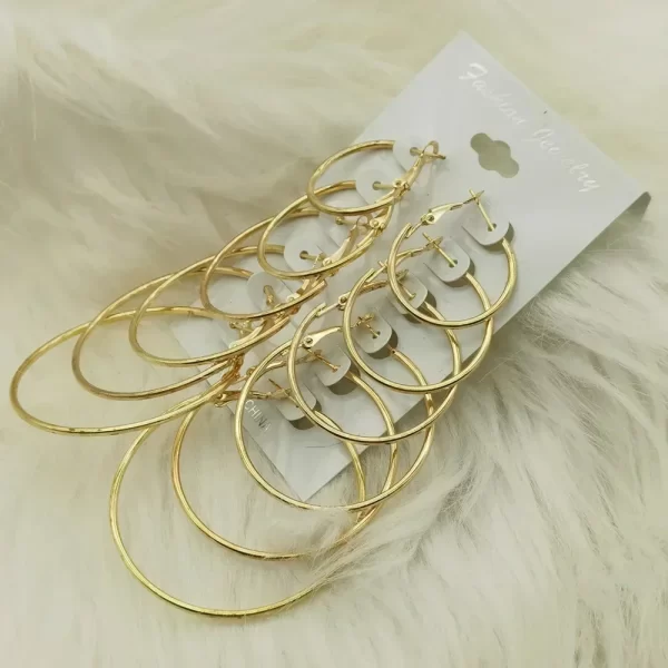 6pairs hoop earrings set big circle earrings jewelry for women girls ear clip punk style earrings fashion jewelry accessories