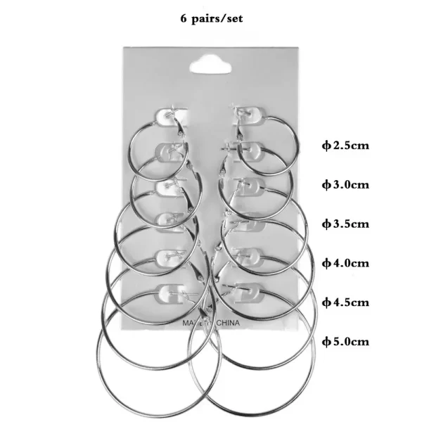 6pairs hoop earrings set big circle earrings jewelry for women girls ear clip punk style earrings fashion jewelry accessories