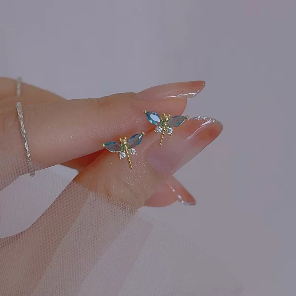 korean exquisite dragonfly heart butterfly earrings for women bling zircon stud earring girl wedding party sweet jewelry brincos