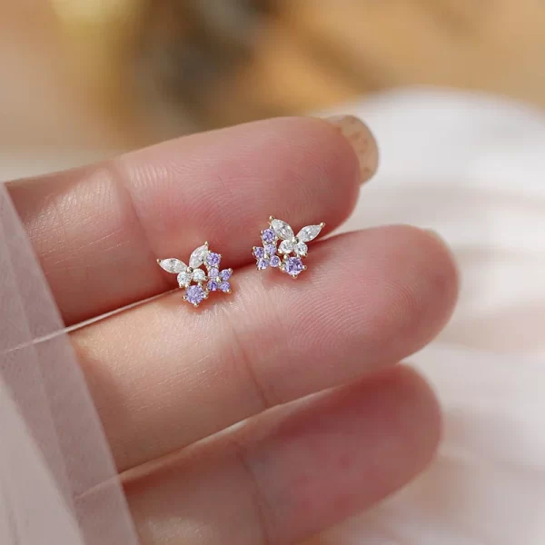 korean exquisite dragonfly heart butterfly earrings for women bling zircon stud earring girl wedding party sweet jewelry brincos