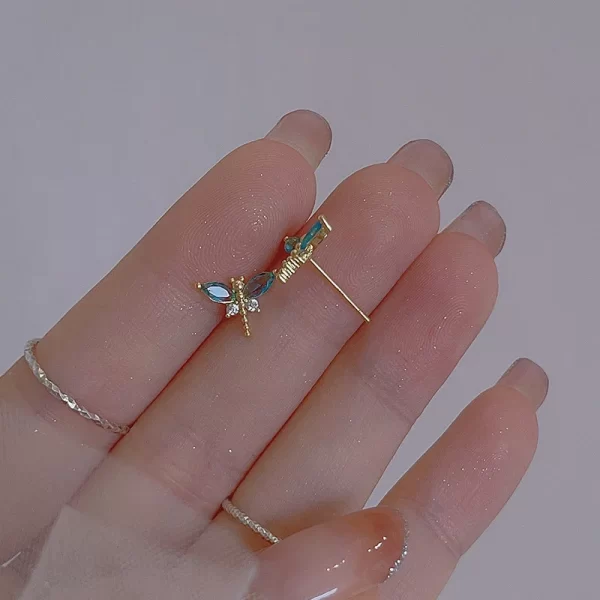 korean exquisite dragonfly heart butterfly earrings for women bling zircon stud earring girl wedding party sweet jewelry brincos