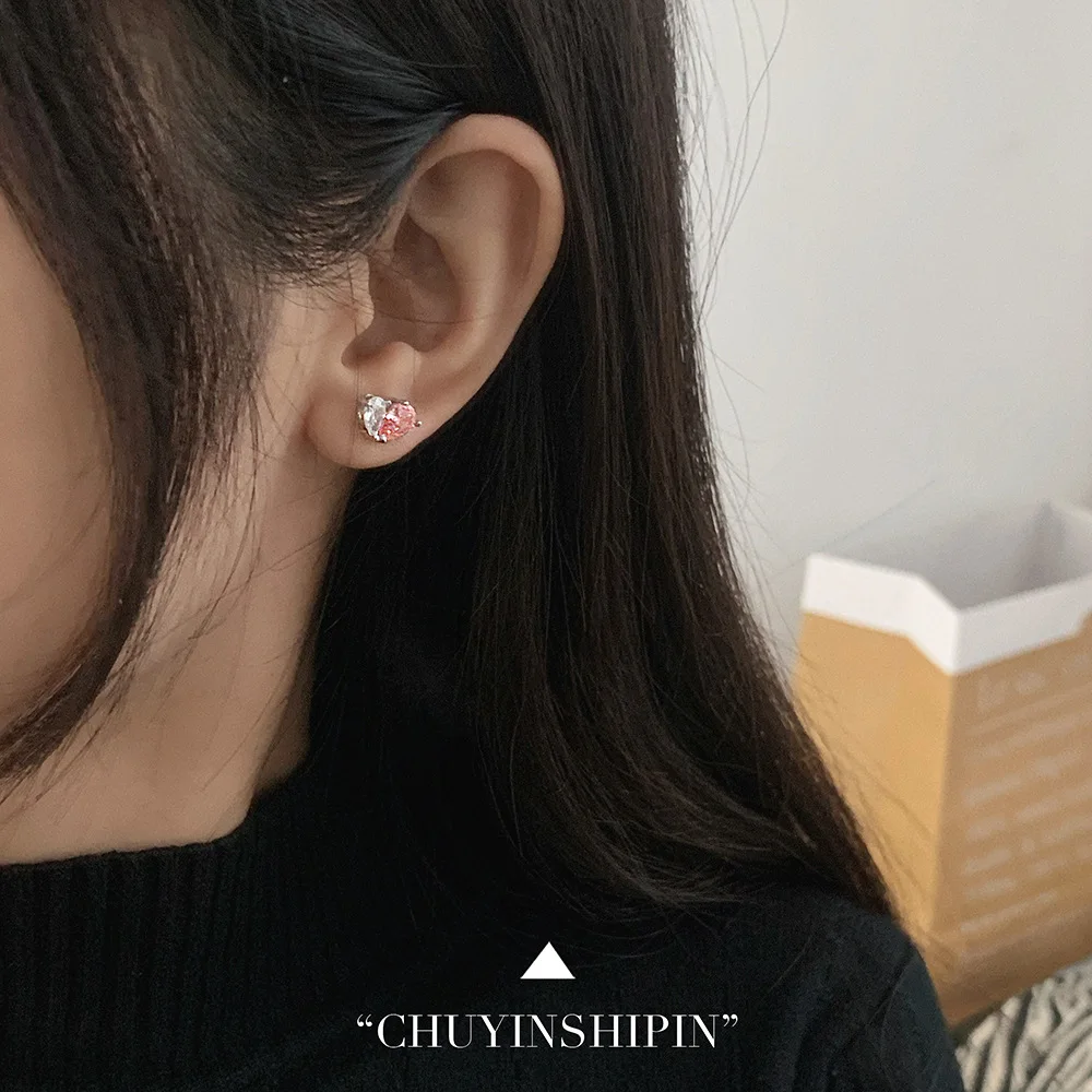 Korean Exquisite Dragonfly Heart Butterfly Earrings For Women Bling Zircon Stud Earring Girl Wedding Party Sweet Jewelry Brincos-1