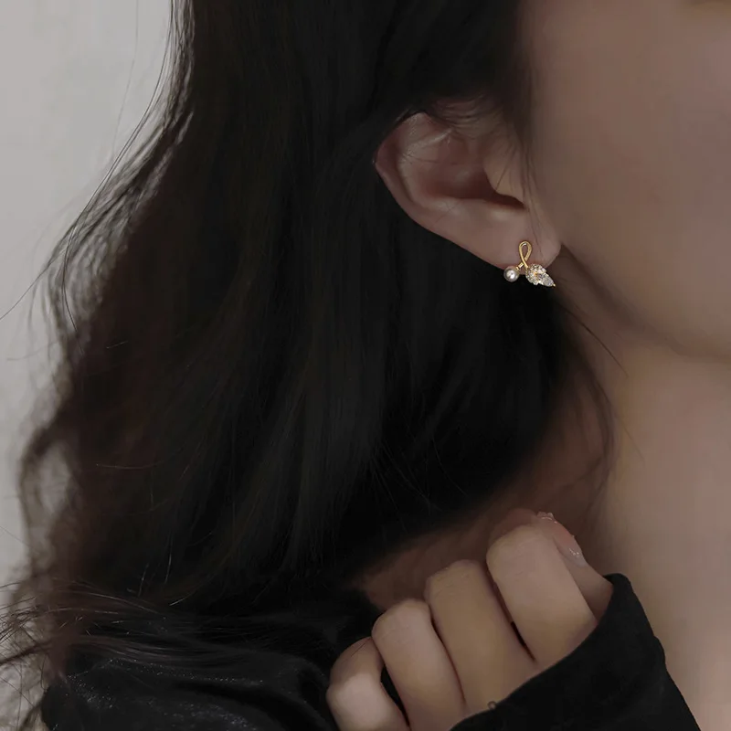 Korean Exquisite Dragonfly Heart Butterfly Earrings For Women Bling Zircon Stud Earring Girl Wedding Party Sweet Jewelry Brincos-3