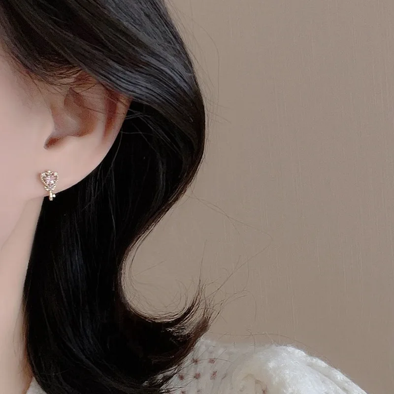 Korean Exquisite Dragonfly Heart Butterfly Earrings For Women Bling Zircon Stud Earring Girl Wedding Party Sweet Jewelry Brincos-5