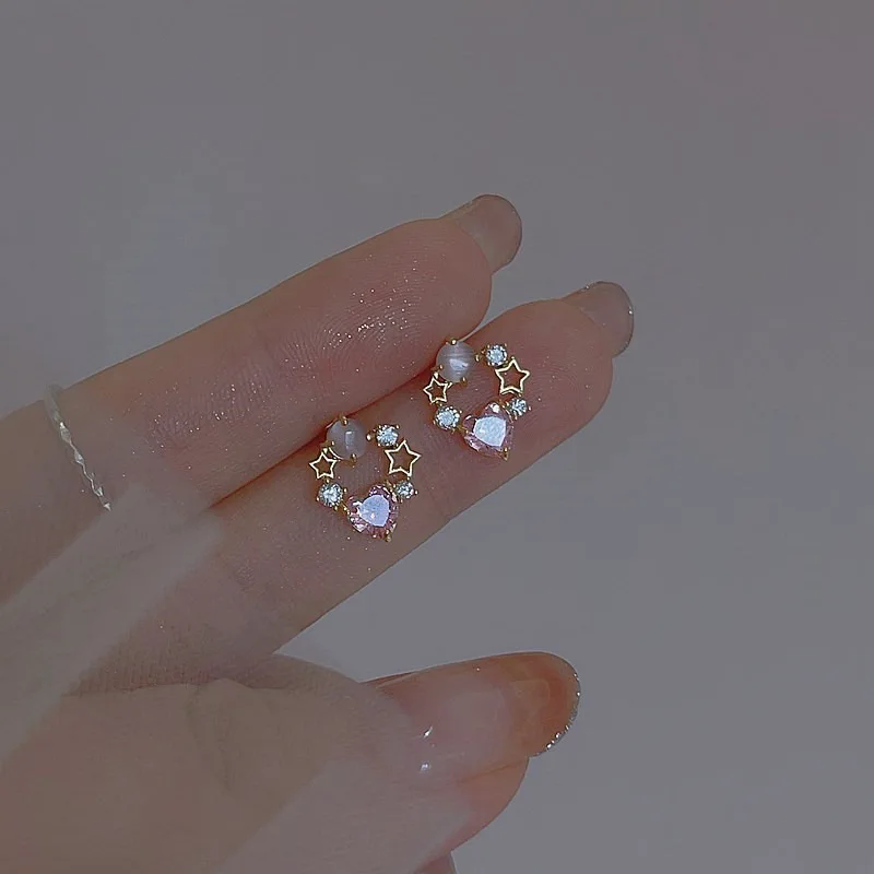 Korean Exquisite Dragonfly Heart Butterfly Earrings For Women Bling Zircon Stud Earring Girl Wedding Party Sweet Jewelry Brincos-10