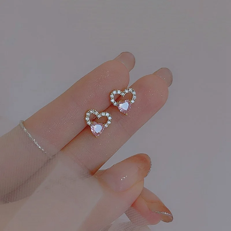 Korean Exquisite Dragonfly Heart Butterfly Earrings For Women Bling Zircon Stud Earring Girl Wedding Party Sweet Jewelry Brincos-13