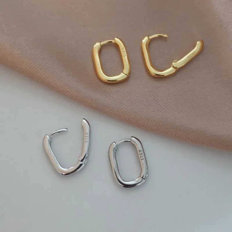Foxanry Prevent Allergy Silver Color Stud Earrings France Fashion Vintage Handmade U-Shape Circle Bride Jewelry Gifts-1