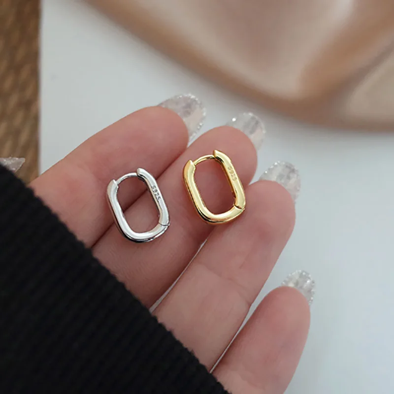 Foxanry Prevent Allergy Silver Color Stud Earrings France Fashion Vintage Handmade U-Shape Circle Bride Jewelry Gifts-2
