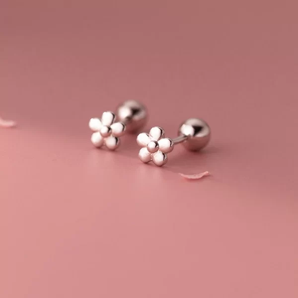 inzatt real 925 sterling silver 18k gold flower bead stud earrings for women party trendy fine jewelry minimalist accessories
