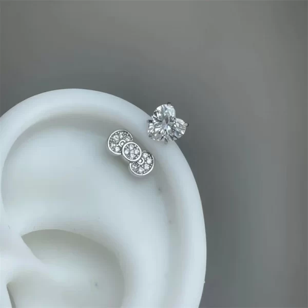 1pcs 1.2mm bowknot horseshoe ring stainless steel ear bone nail shiny screws earrings y2k hottie cochlea piercing body jewelry